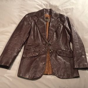 Vintage burgundy leather blazer